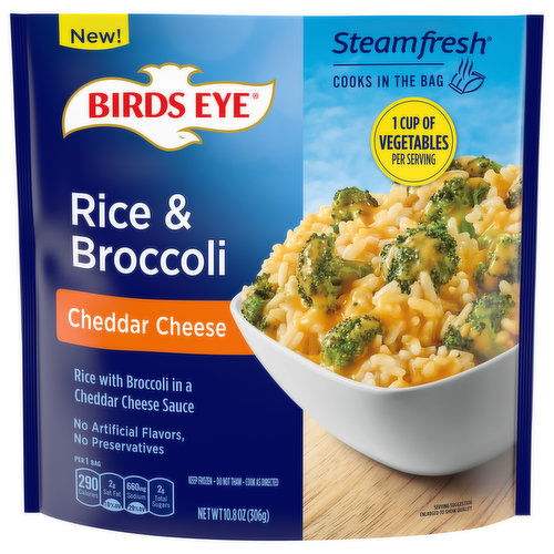 Birds Eye Steamfresh Rice and Broccoli Cheddar Cheese, Frozen Rice