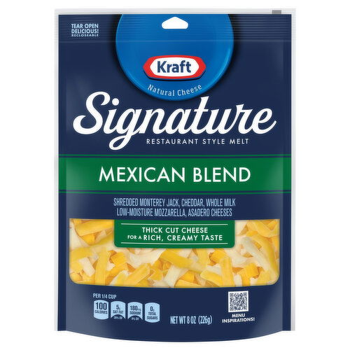 Kraft Signature Cheese, Mexican Blend, Restaurant Style Melt