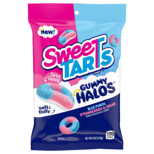 Sweetarts Gummy Halos, Blue Punch, Strawberries & Cream