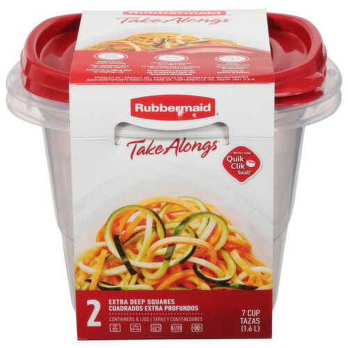 Rubbermaid TakeAlongs Containers & Lids, Extra Deep Squares, 7 Cup