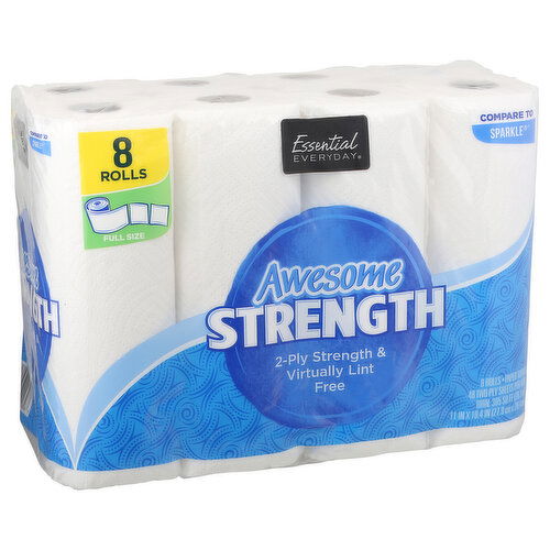 Essential Everyday Paper Towels, Awesome, 2-Ply Strength, Virtually Lint Free, Full Size