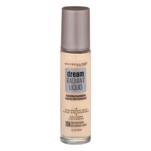 Maybelline Dream Radiant Liquid Foundation, Hydrating, Fair Porcelain 02