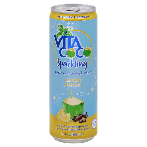 Vita Coco Sparkling Juice Drink, Lemon Ginger