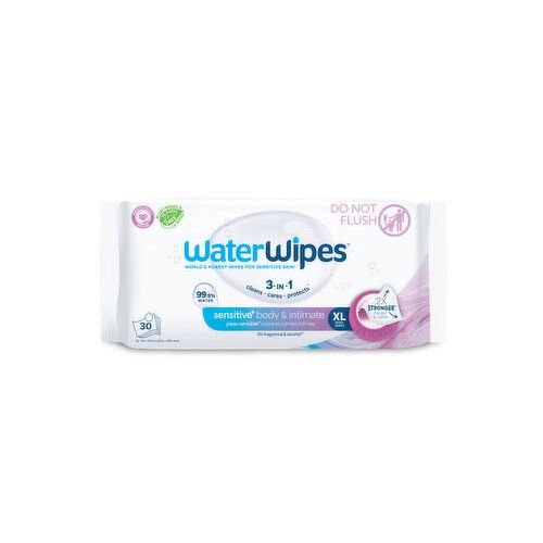 WaterWipes Adult Care 99.9% Water Based & Hypoallergenic Adult Wipes for Sensitive Skin, Unscented, Large, Wet Wipes for Intimate Hygiene & All Over Cleansing, 1 Pack