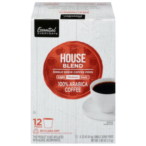 Essential Everyday Single Serve Pods 100% Arabica Medium Roast House Blend Coffee