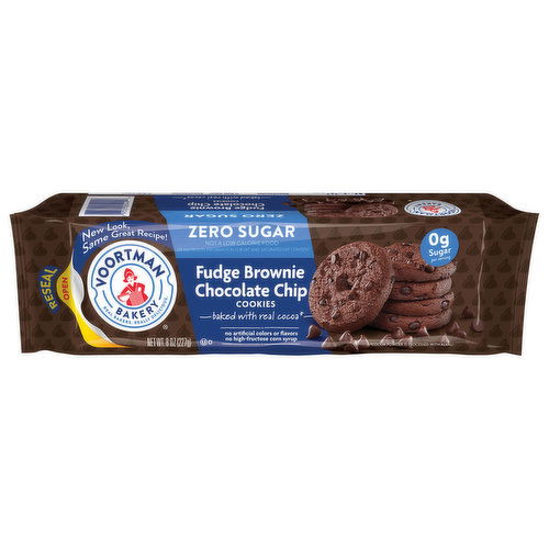 Voortman Bakery Cookies, Zero Sugar, Fudge Brownie Chocolate Chip