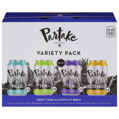 Partake Brewing Malt Beverage, Non-Alcoholic, Variety Pack