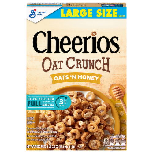 Cheerios Oat Crunch Oats 'N Honey Cereal Large Size