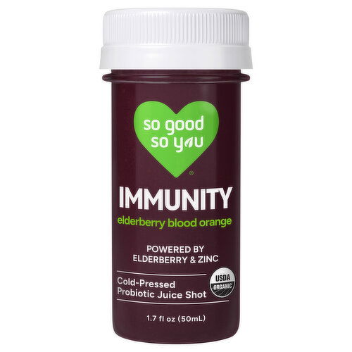 So Good So You Immunity Elderberry Blood Orange Cold-Pressed Probiotic Juice Shot