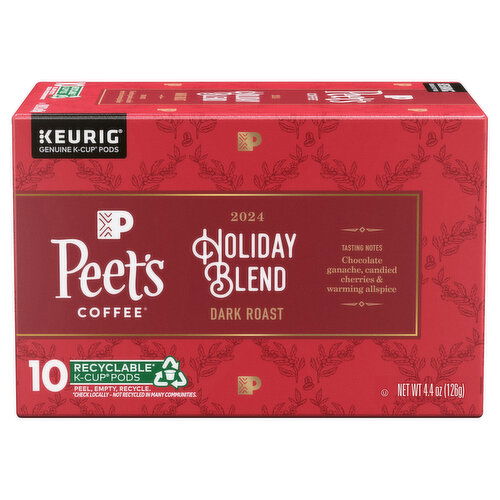 Peet's Coffee Coffee, Dark Roast, Holiday Blend, K-Cup Pods