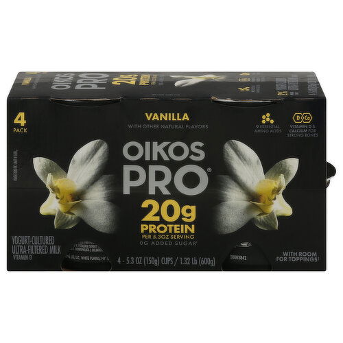 Oikos Pro Yogurt, Vanilla, 4 Pack