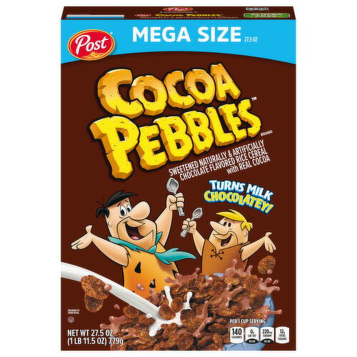 Cocoa Pebbles Cereal, Chocolate Flavored, Mega Size