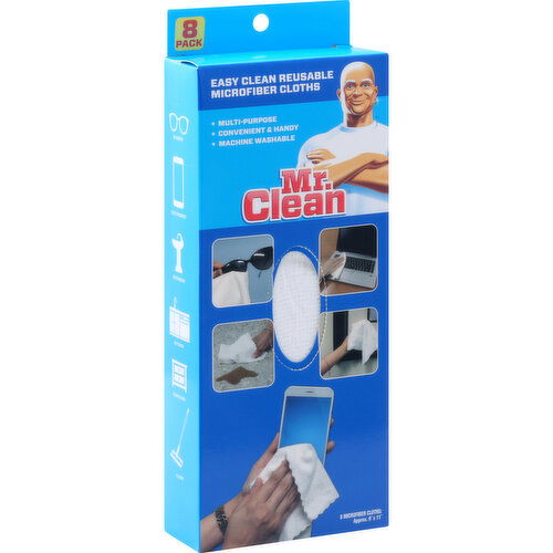 Mr Clean Microfiber Cloths, Easy Clean, Reusable, 8 Pack