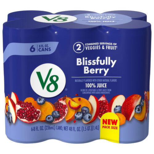 V8 100% Juice, Blissfully Berry, Pack Size