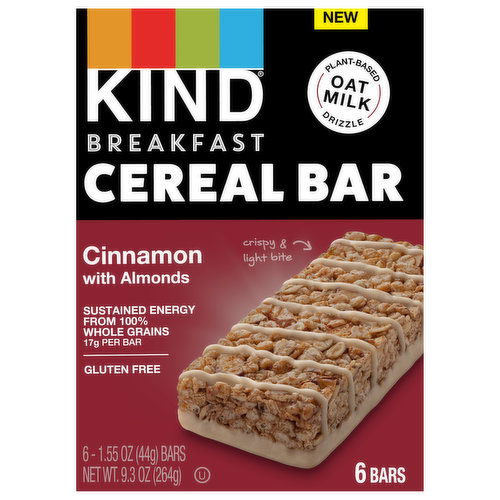 Kind Cereal Bar, Breakfast, Cinnamon with Almonds