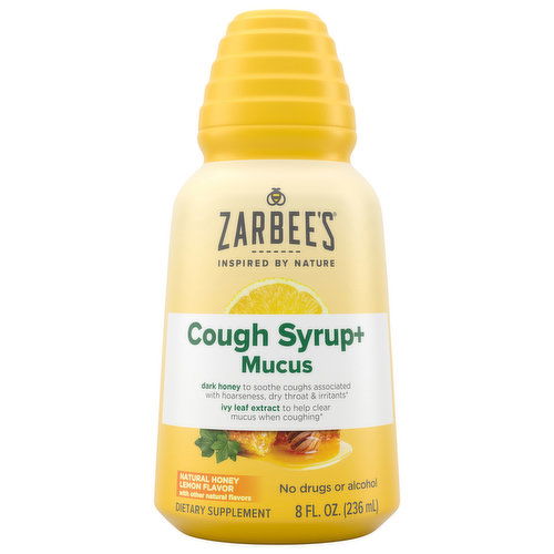 Zarbee's Cough Syrup + Mucus, Natural Honey Lemon Flavor