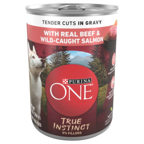 Purina One True Instinct Dog Food, with Real Beef & Wild-Caught Salmon, Tender Cuts in Gravy, Adult