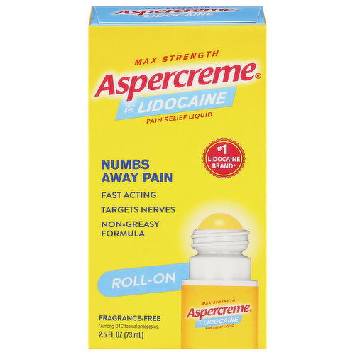 Aspercreme Pain Relief Liquid, Roll-On, Max Strength, Fragrance Free