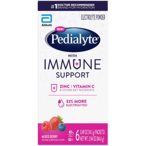 Pedialyte with Immune Support Electrolyte Powder Mixed Berry Powder Powder