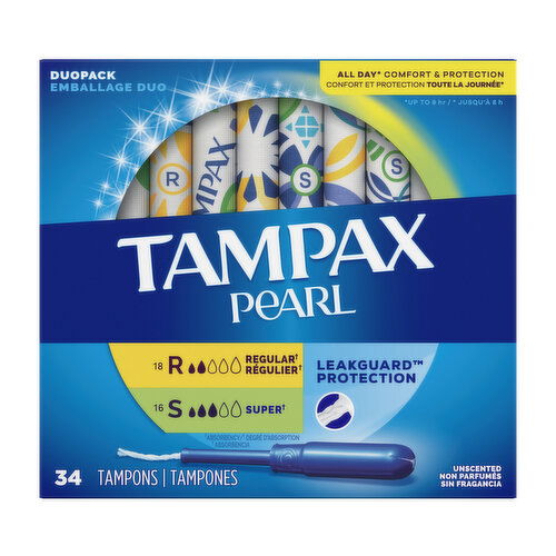 Tampax Pearl Tampax Pearl Tampons Duo Multipack, R/S 34 Ct