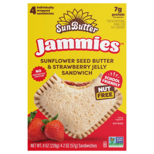 SunButter Jammies Sandwich, Sunflower Seed Butter & Strawberry Jelly