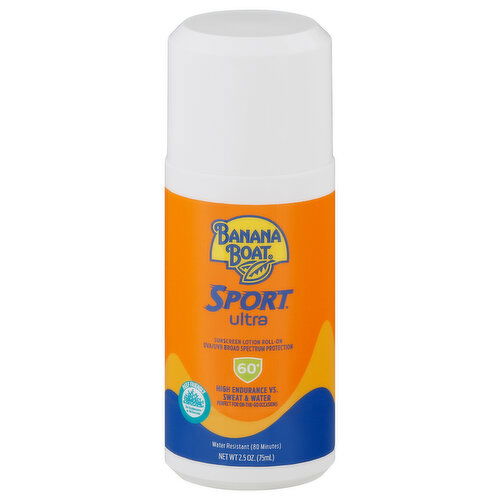Banana Boat Sport Sunscreen Lotion, Roll-On, Ultra, Broad Spectrum Protection 60+