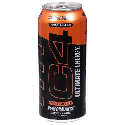 C4 Ultimate Energy Energy Drink, Orange Cream, Zero Sugar, Performance