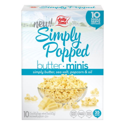 Jolly Time Simply Popped Popcorn, Microwave, Butter, Minis