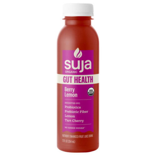 Suja Organic Fruit Juice Drink, No Added Sugar, Nutrient Enhanced, Berry Lemon, Gut Health