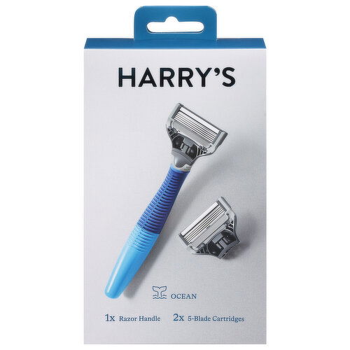 Harry's Razor Handle + Cartridges, 5-Blade, Ocean