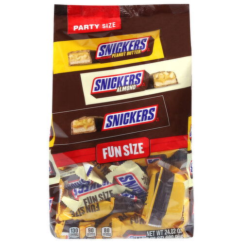Snickers Bars, Almond/Peanut Butter, Fun Size, Party Size