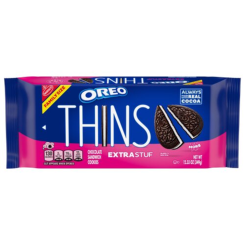 OREO OREO Thins Extra Stuf Chocolate Sandwich Cookies, Family Size, 12.33 oz