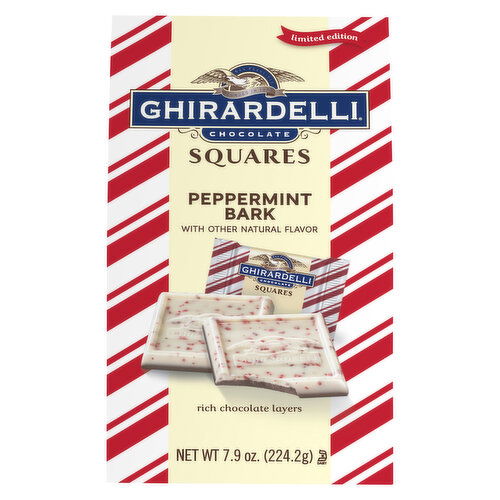 Ghirardelli Chocolate, Peppermint Bark, Squares