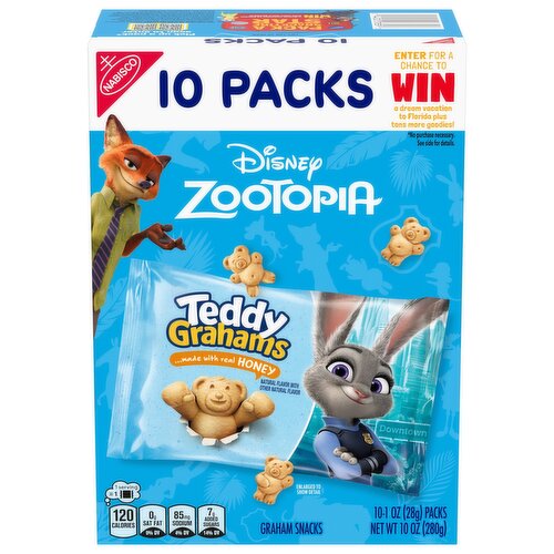 TEDDY GRAHAMS Honey Graham Snacks, 10 Kids Snack Packs