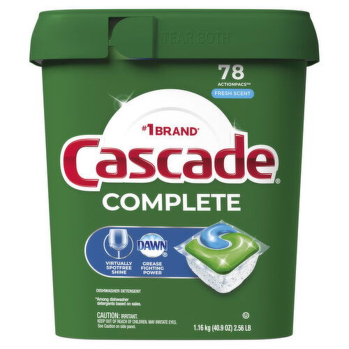 Cascade Cascade Complete Dishwasher Pods Detergent, Fresh, 78 Count