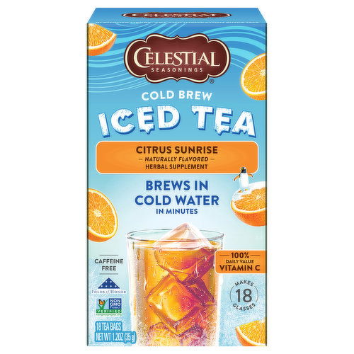 Celestial Seasonings Iced Tea, Cold Brew, Citrus Sunrise, Tea Bags