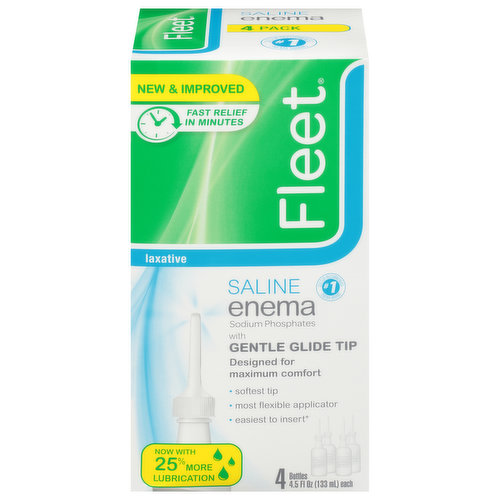 Fleet Enema, Saline, Laxative, 4 Pack