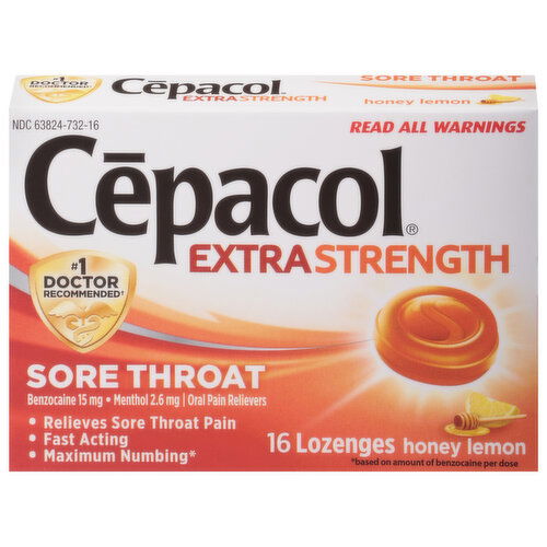 Cepacol Sore Throat, Extra Strength, Honey Lemon, Lozenges