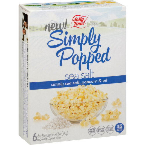 Jolly Time Simply Popped Popcorn, Microwave, Sea Salt