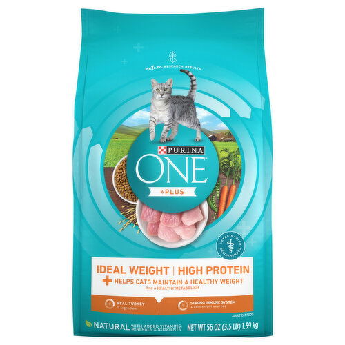 Purina One One +Plus Cat Food, Ideal Weight, High Protein, Adult