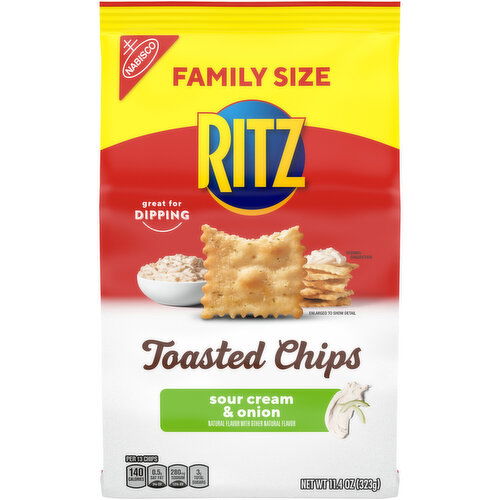 RITZ Sour Cream & Onion Toasted Chips, Family Size