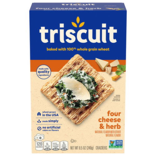 TRISCUIT Four Cheese and Herb Whole Grain Wheat Crackers