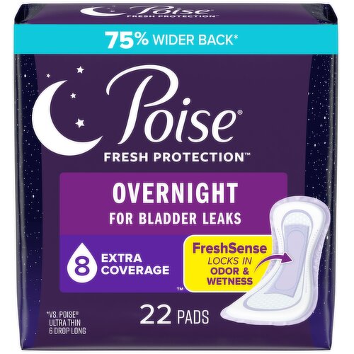 Poise Fresh Protection Pads, Overnight, Extra Coverage