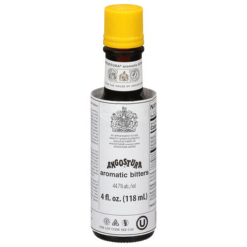 Angostura Aromatic Bitters, Cocktail Bitters for Professional and Home Mixologists, 100% Vegan, Kosher Certified, Sodium and Gluten Free, 4 FL OZ