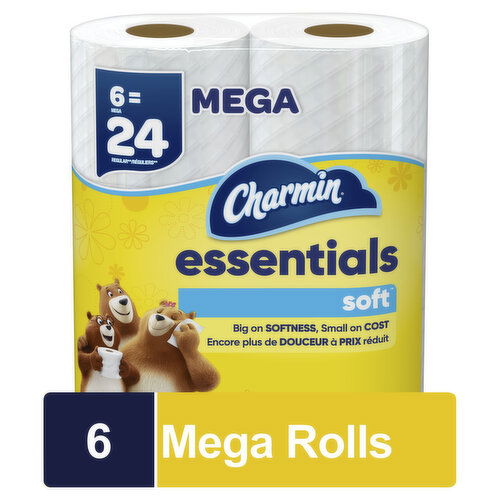 Charmin Essentials Soft Toilet Paper, Mega Rolls