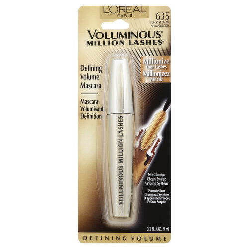 L'Oreal Voluminous Million Lashes Mascara, Blackest Black 635