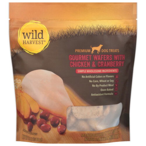 Wild Harvest Dog Treats, Premium, Gourmet Wafers with Chicken & Cranberry, For Dogs of all Ages