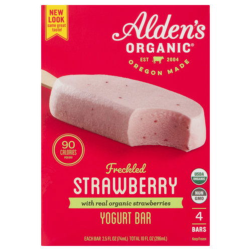 Aldens Organic Yogurt Bar, Strawberry, Freckled
