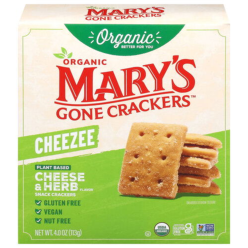 Mary's Gone Crackers Cheezee Organic Plant Based Cheese & Herb Flavor Snack Crackers