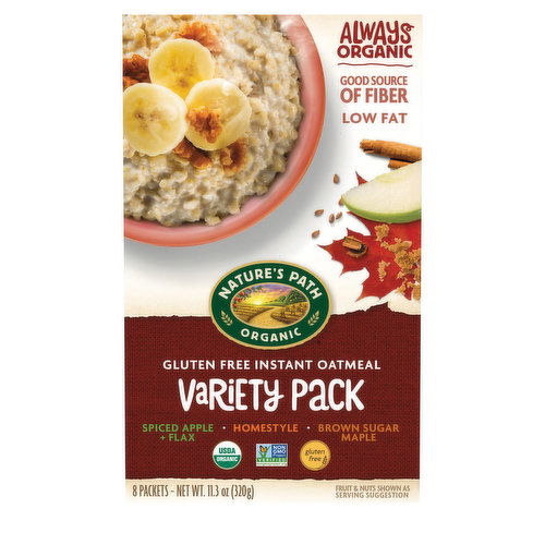 Nature's Path Organic Oatmeal, Instant, Spiced Apple + Flax, Homestyle, Brown Sugar Maple, Variety Pack